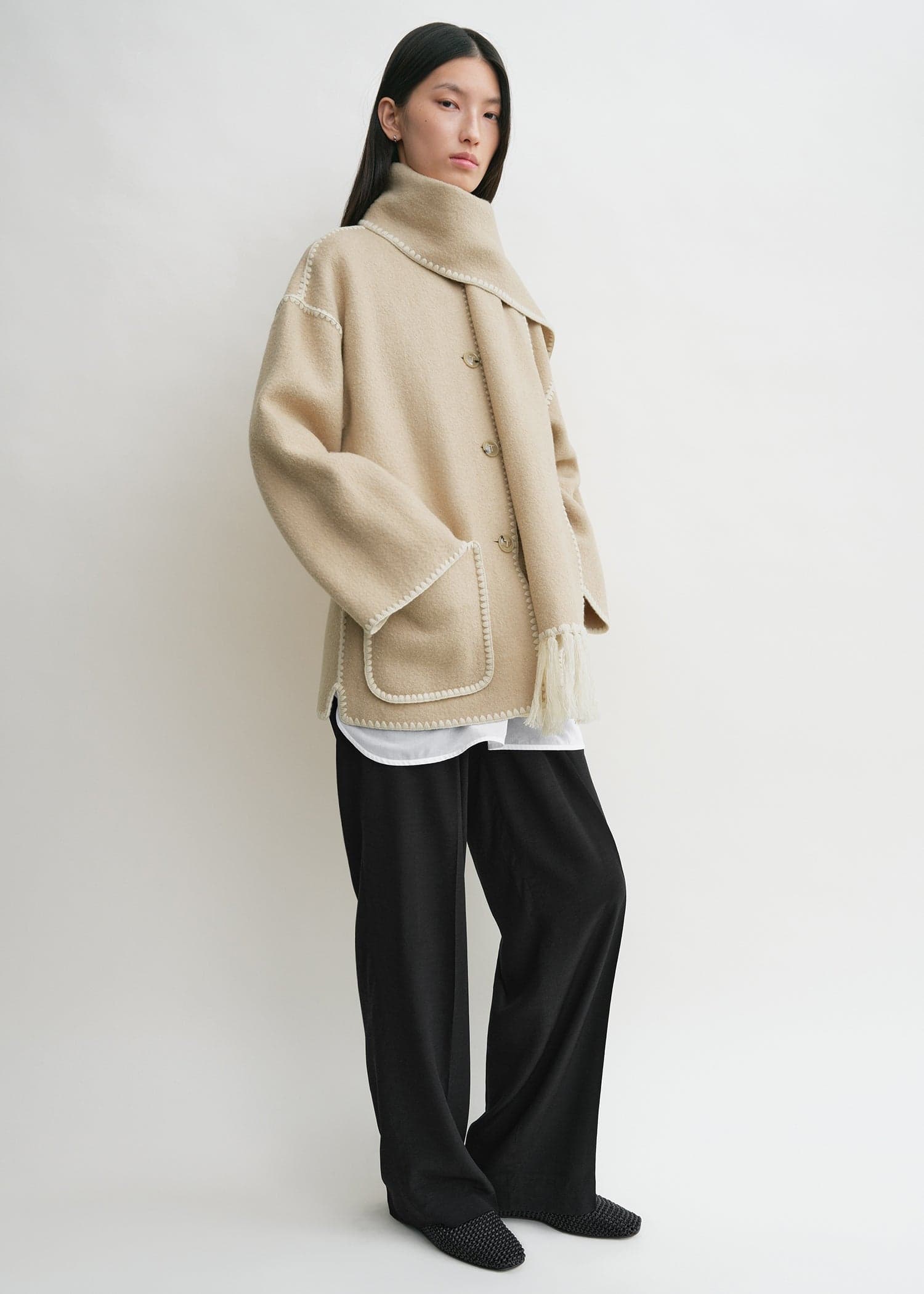 Embroidered Scarf Jacket